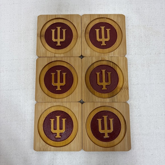 IU Indiana University Wooden Coasters Set Of 6 Sports - Picture 3 of 5